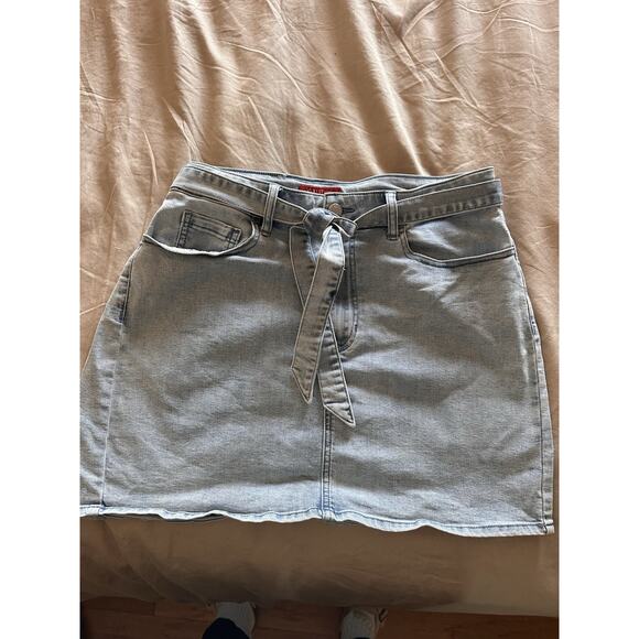 GUESS Jean Skirt Front Tie Pockets Spring Summer Size XL Versatile - Picture 7 of 7